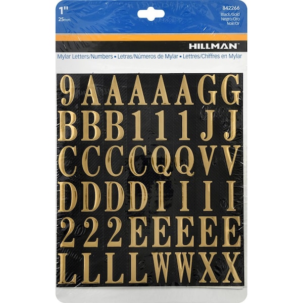 Hillman HILLMAN 1 in. Gold Vinyl Self-Adhesive Letter and Number Set 0-9/A-Z 112 pc, PK6 842266 - main